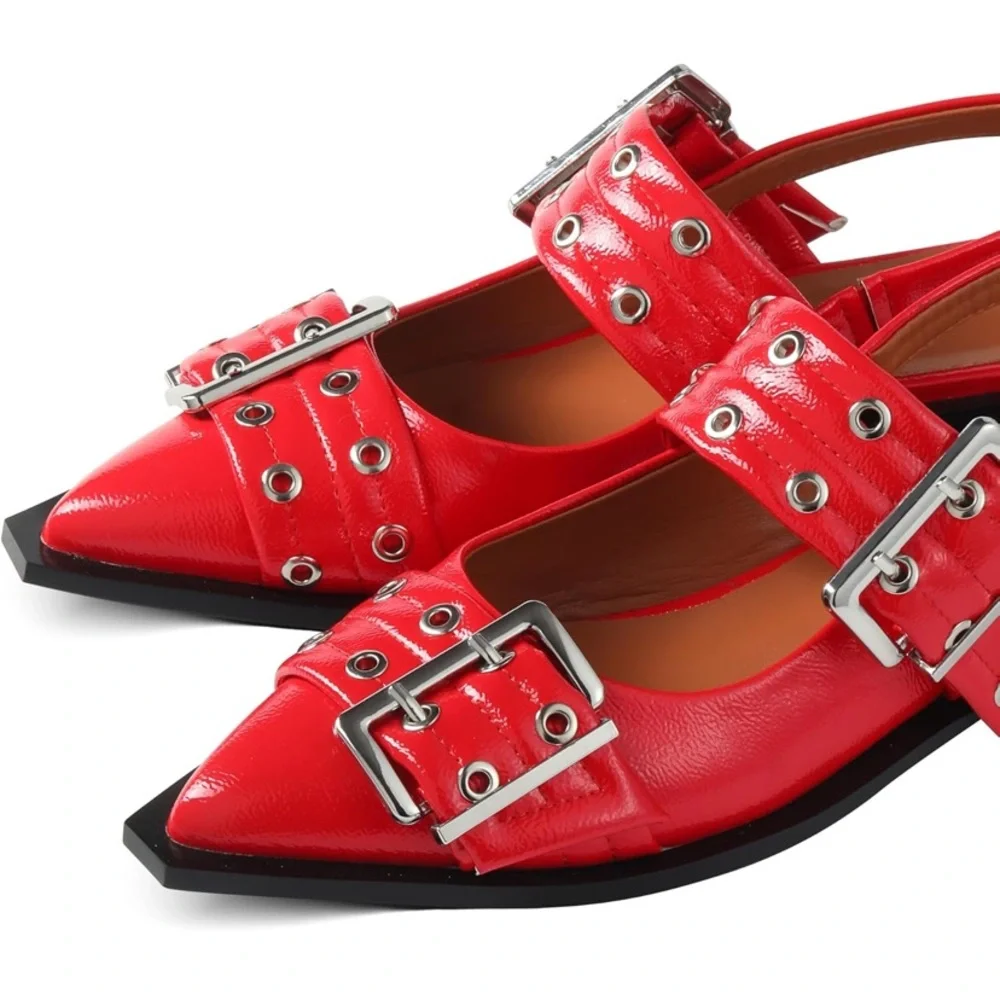 Buckle Ballet Block Flats - Picture 4 of 8